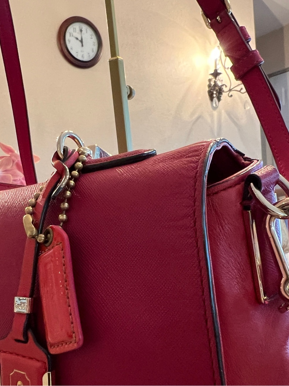 Coach Raspberry Pink Leather Turnlock Satchel Crossbody Carryall Boutique Luxury - Picture 6 of 16